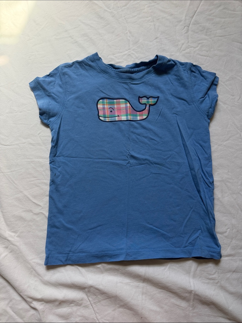 Vineyard Vines Light Blue Kids Whale Plaid Graphic Tee